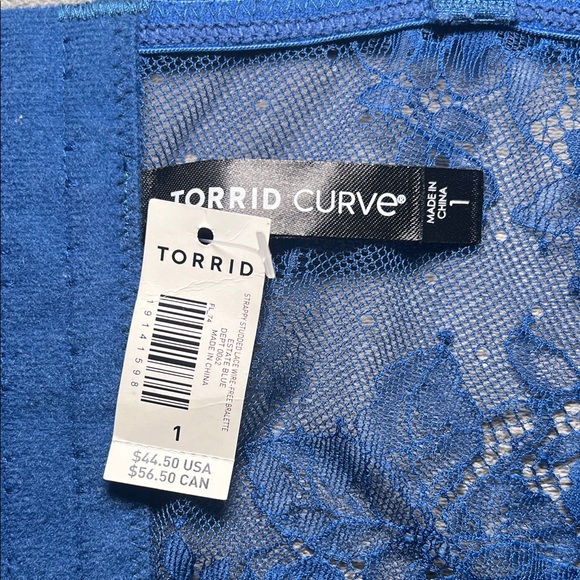 Torrid Curve Strappy Studded Lace Wire-Free Bralette Estate Blue 1 - Picture 5 of 7